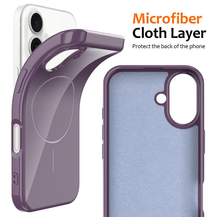 For iPhone 16 Glossy TPU Shockproof MagSafe Phone Case with Lanyard