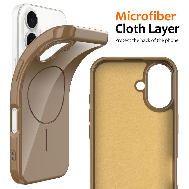 For iPhone 16 Glossy TPU Shockproof MagSafe Phone Case with Lanyard