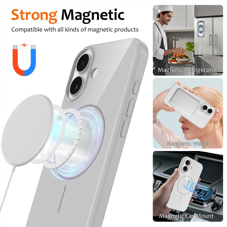For iPhone 16 Glossy TPU Shockproof MagSafe Phone Case with Lanyard