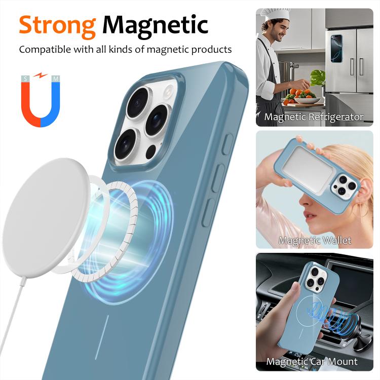For iPhone 15 Pro Max Glossy TPU Shockproof MagSafe Phone Case with Lanyard