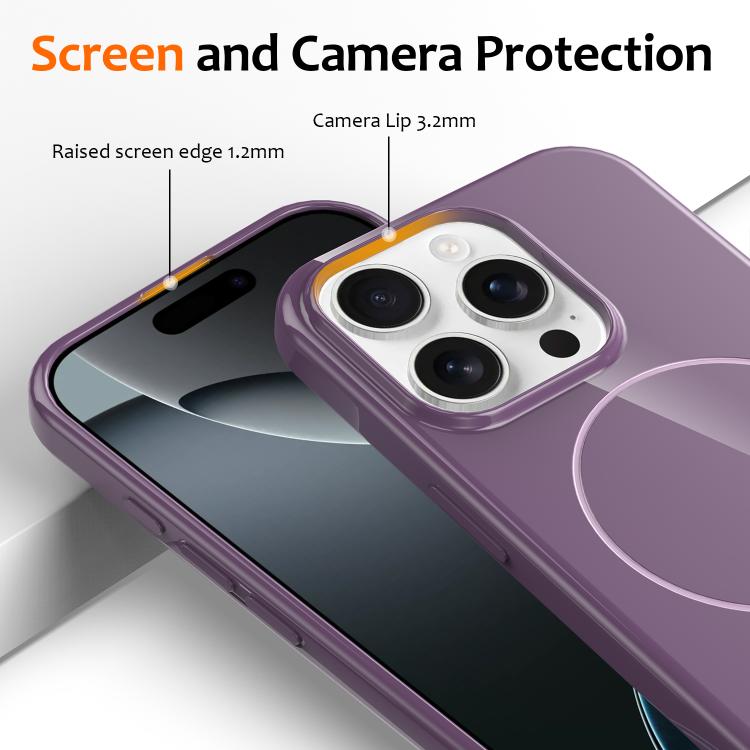 For iPhone 15 Pro Glossy TPU Shockproof MagSafe Phone Case with Lanyard