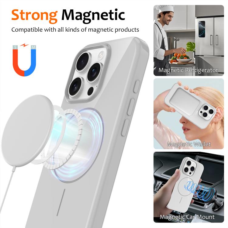 For iPhone 15 Pro Glossy TPU Shockproof MagSafe Phone Case with Lanyard