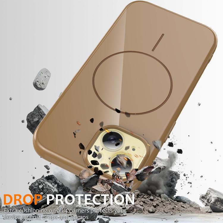 For iPhone 15 Plus Glossy TPU Shockproof MagSafe Phone Case with Lanyard