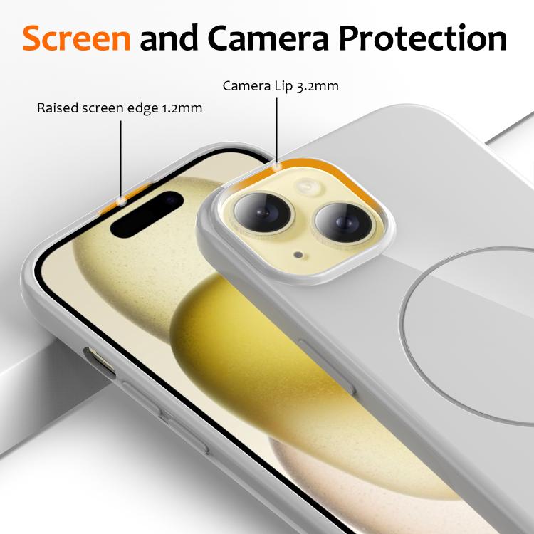 For iPhone 15 Glossy TPU Shockproof MagSafe Phone Case with Lanyard