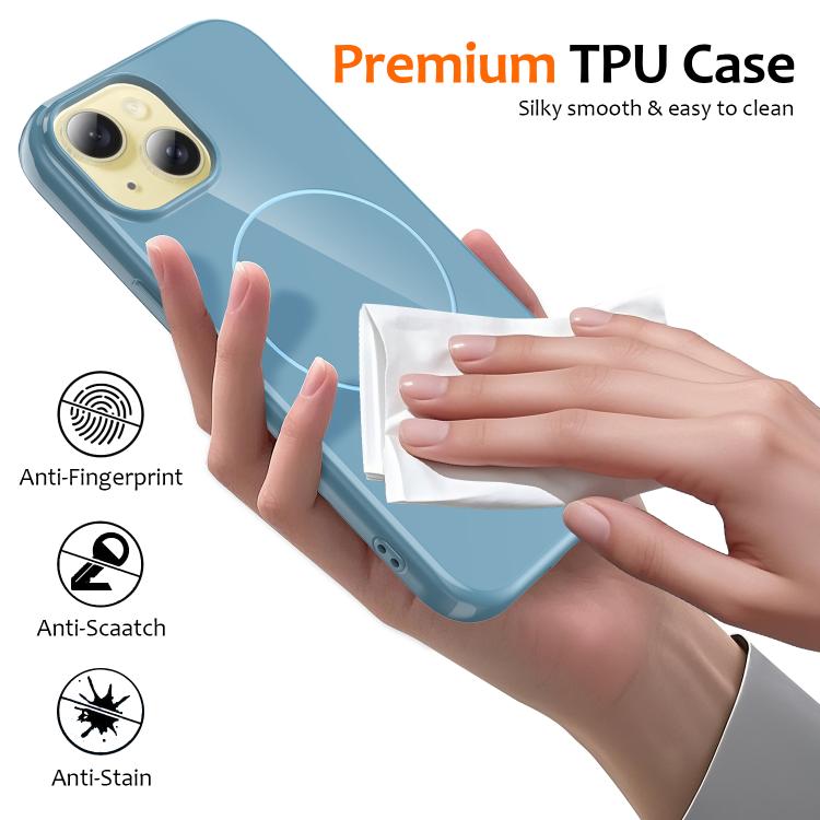 For iPhone 14 Glossy TPU Shockproof MagSafe Phone Case with Lanyard