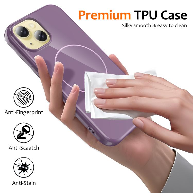 For iPhone 14 Glossy TPU Shockproof MagSafe Phone Case with Lanyard