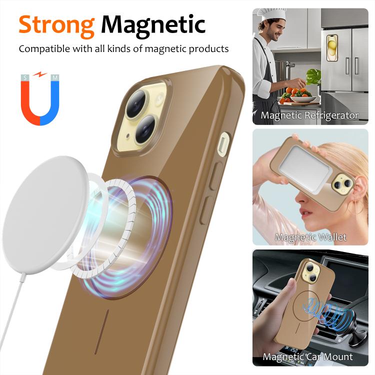 For iPhone 14 Glossy TPU Shockproof MagSafe Phone Case with Lanyard