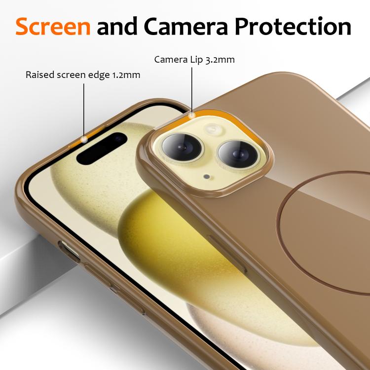 For iPhone 13 Glossy TPU Shockproof MagSafe Phone Case with Lanyard