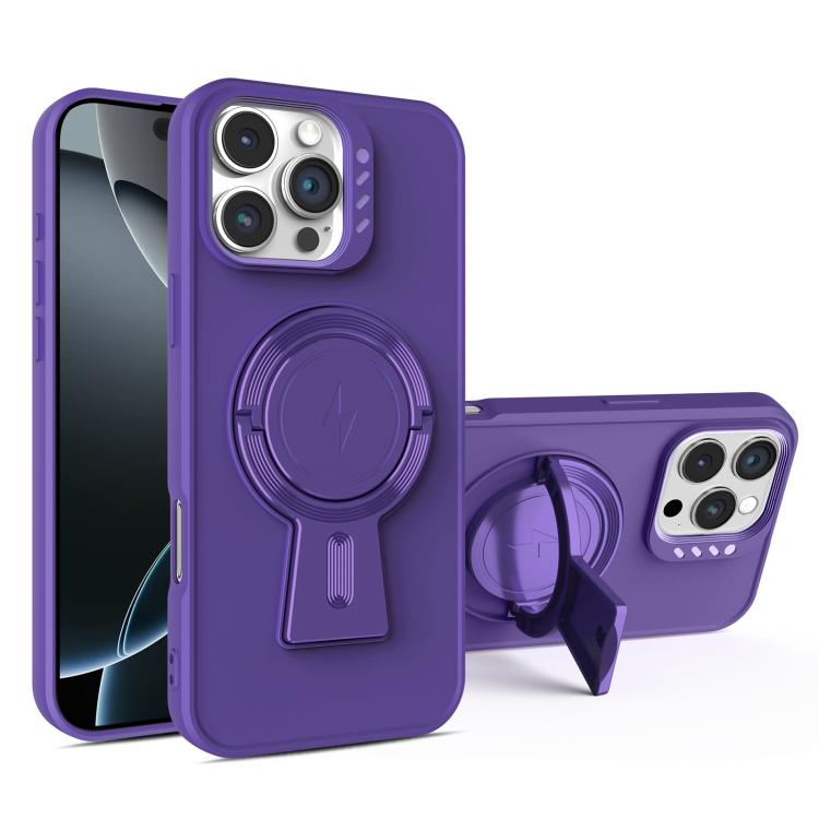 For iPhone 16 Pro Y-shape Holder MagSafe Rugged Shockproof Phone Case