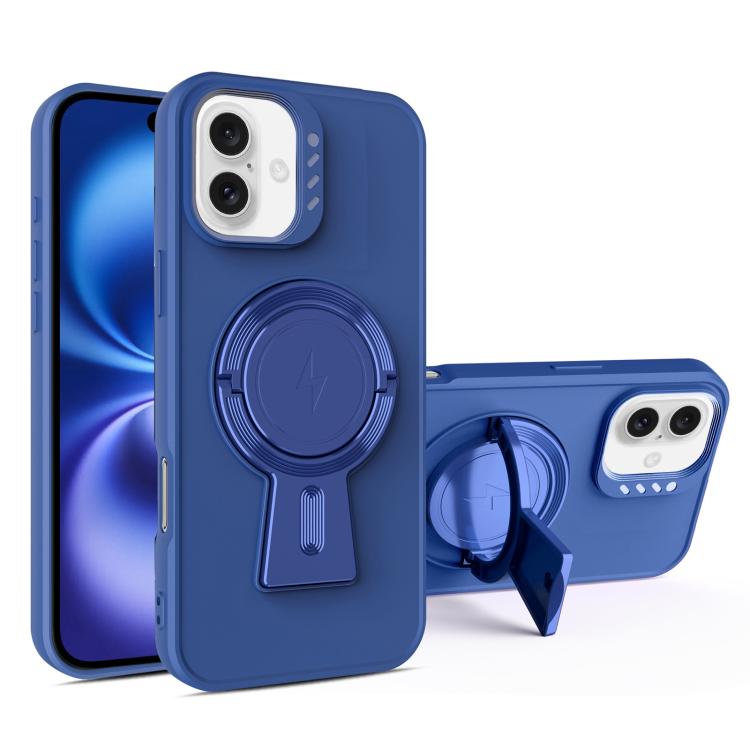 For iPhone 16 Plus Y-shape Holder MagSafe Rugged Shockproof Phone Case