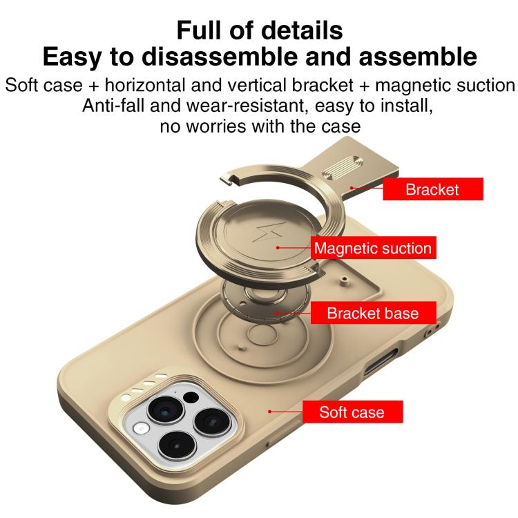 For iPhone 16 Plus Y-shape Holder MagSafe Rugged Shockproof Phone Case