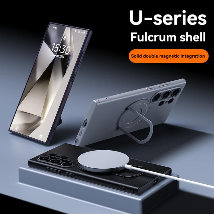 For Samsung Galaxy S25 Ultra 5G Frosted MagSafe Magnetic Ring Holder PC Phone Case