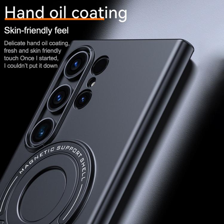 For Samsung Galaxy S25 Ultra 5G Frosted MagSafe Magnetic Ring Holder PC Phone Case