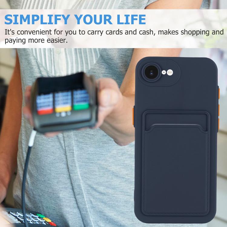 For iPhone 17e / 16e Skin Feel Card Contrast Color Button TPU Phone Case
