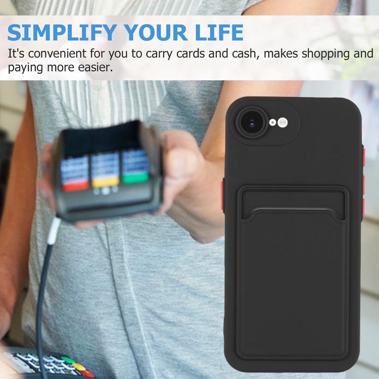 For iPhone 17e / 16e Skin Feel Card Contrast Color Button TPU Phone Case