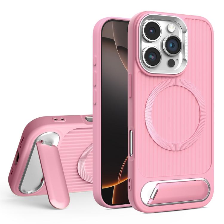 For iPhone 16 Pro Max Vertical Lines Invisible Flat Holder MagSafe Phone Case