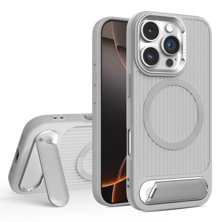 For iPhone 16 Pro Max Vertical Lines Invisible Flat Holder MagSafe Phone Case