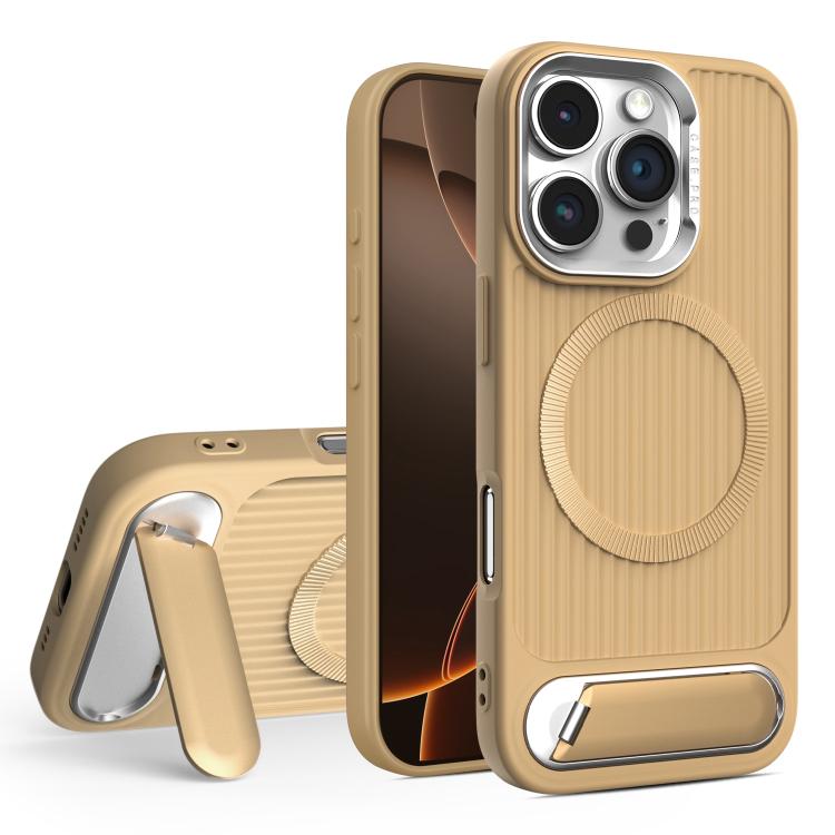 For iPhone 16 Pro Max Vertical Lines Invisible Flat Holder MagSafe Phone Case