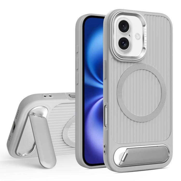 For iPhone 16 Vertical Lines Invisible Flat Holder MagSafe Phone Case