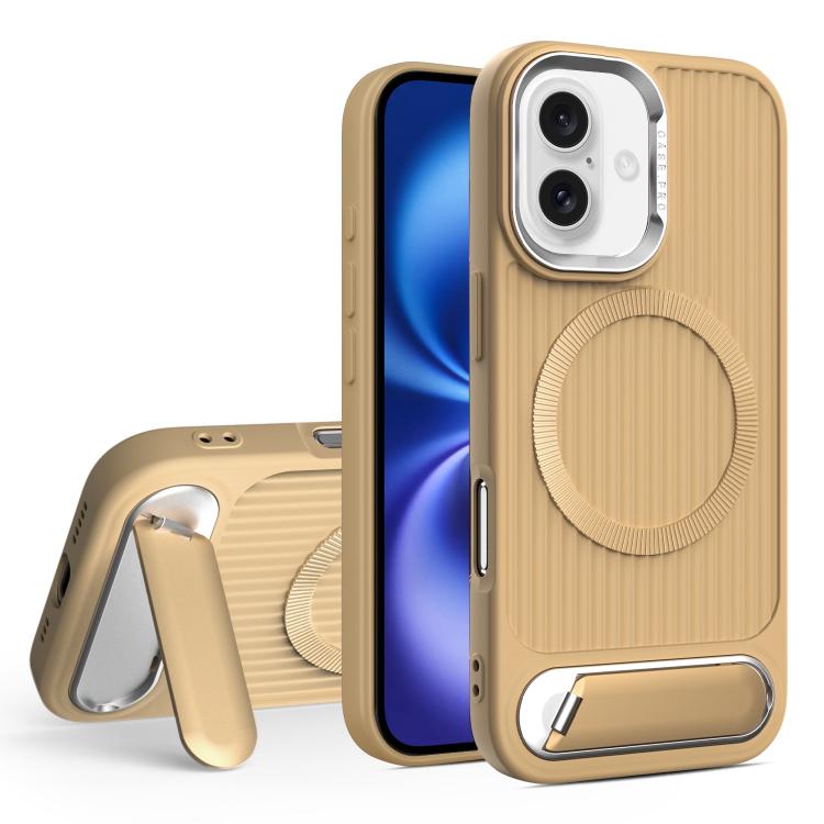 For iPhone 16 Vertical Lines Invisible Flat Holder MagSafe Phone Case