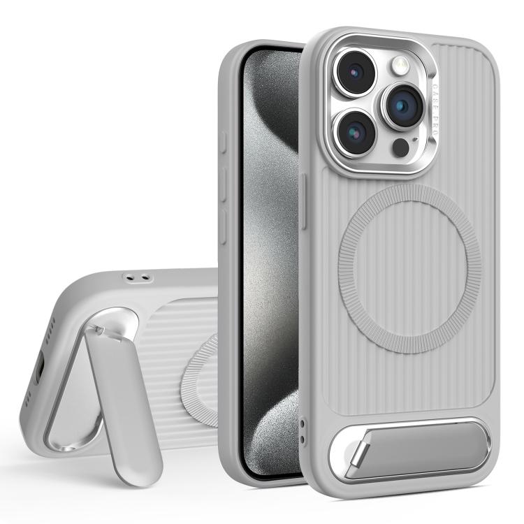 For iPhone 15 Pro Vertical Lines Invisible Flat Holder MagSafe Phone Case