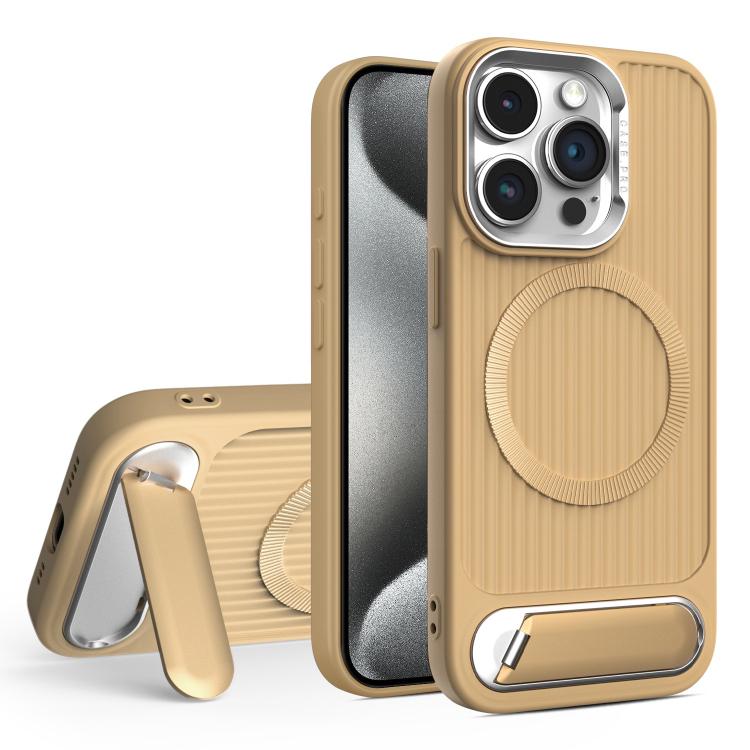 For iPhone 15 Pro Vertical Lines Invisible Flat Holder MagSafe Phone Case