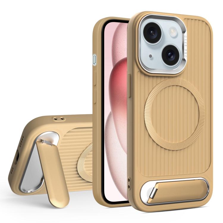For iPhone 15 Vertical Lines Invisible Flat Holder MagSafe Phone Case