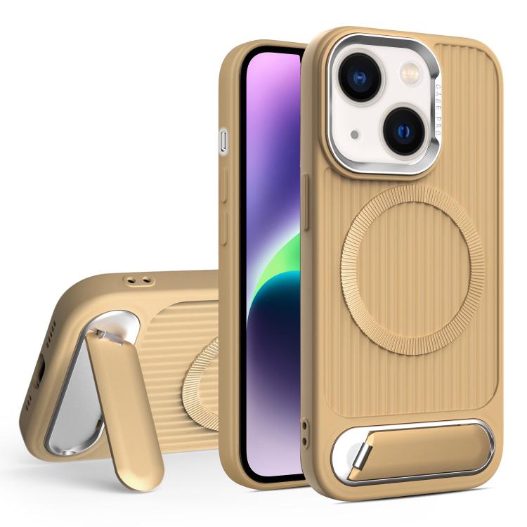 For iPhone 14 Plus Vertical Lines Invisible Flat Holder MagSafe Phone Case
