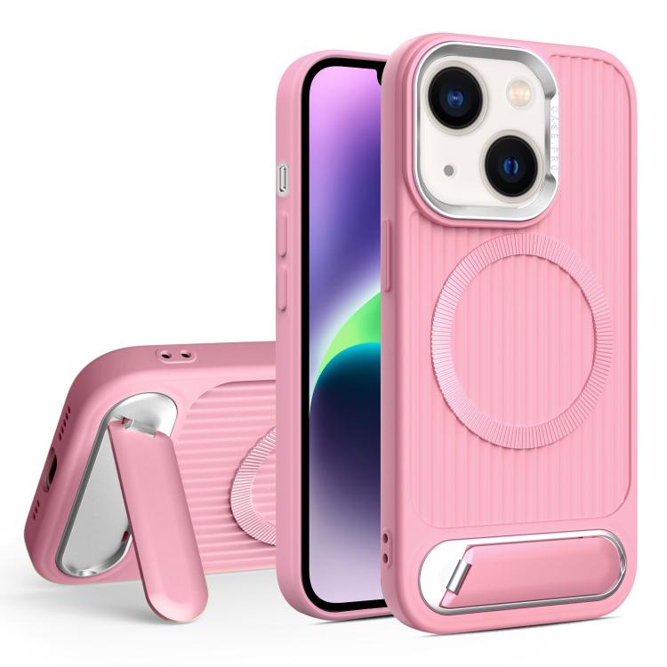 For iPhone 14 Vertical Lines Invisible Flat Holder MagSafe Phone Case