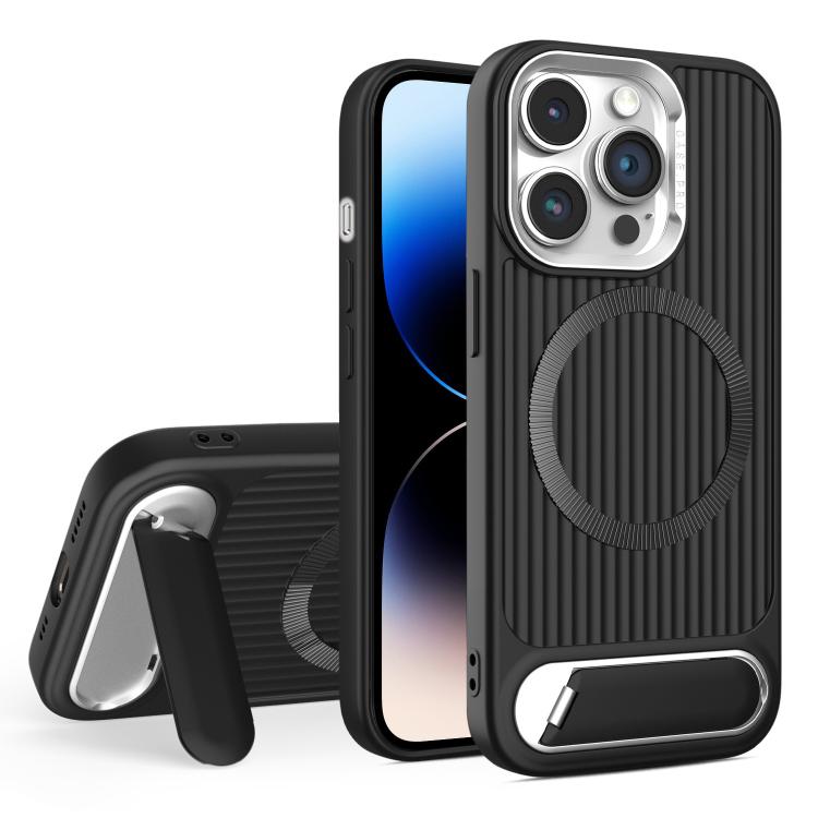 For iPhone 14 Pro Vertical Lines Invisible Flat Holder MagSafe Phone Case