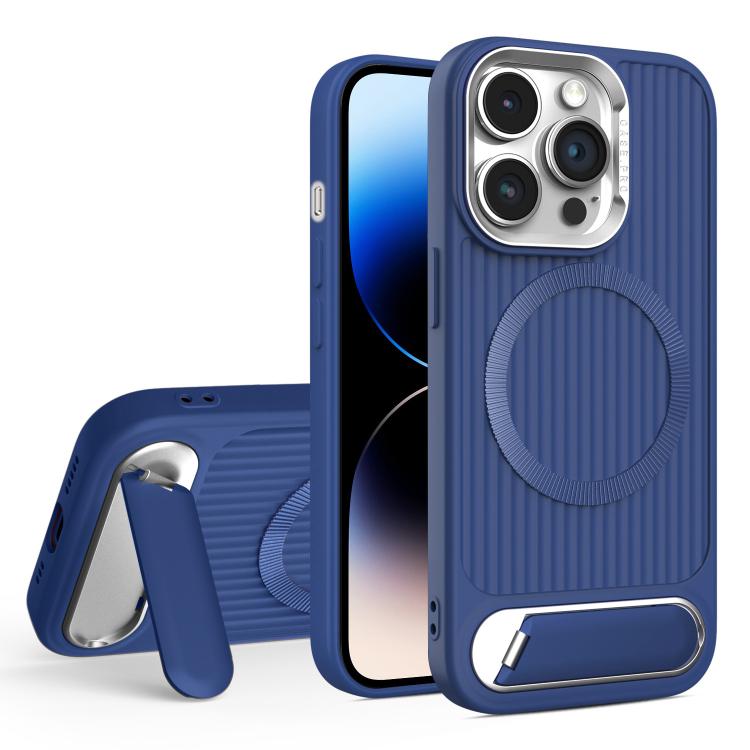 For iPhone 14 Pro Vertical Lines Invisible Flat Holder MagSafe Phone Case