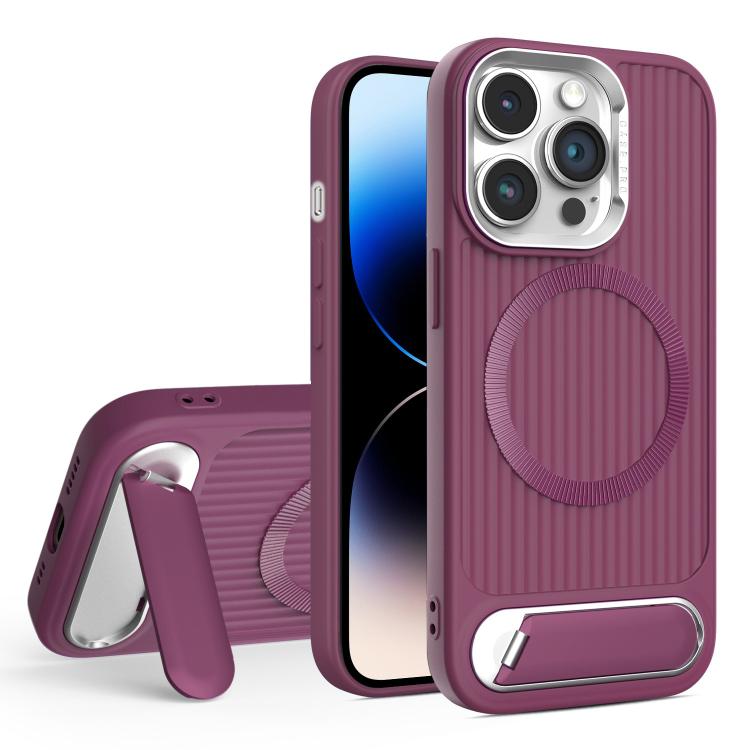 For iPhone 14 Pro Max Vertical Lines Invisible Flat Holder MagSafe Phone Case