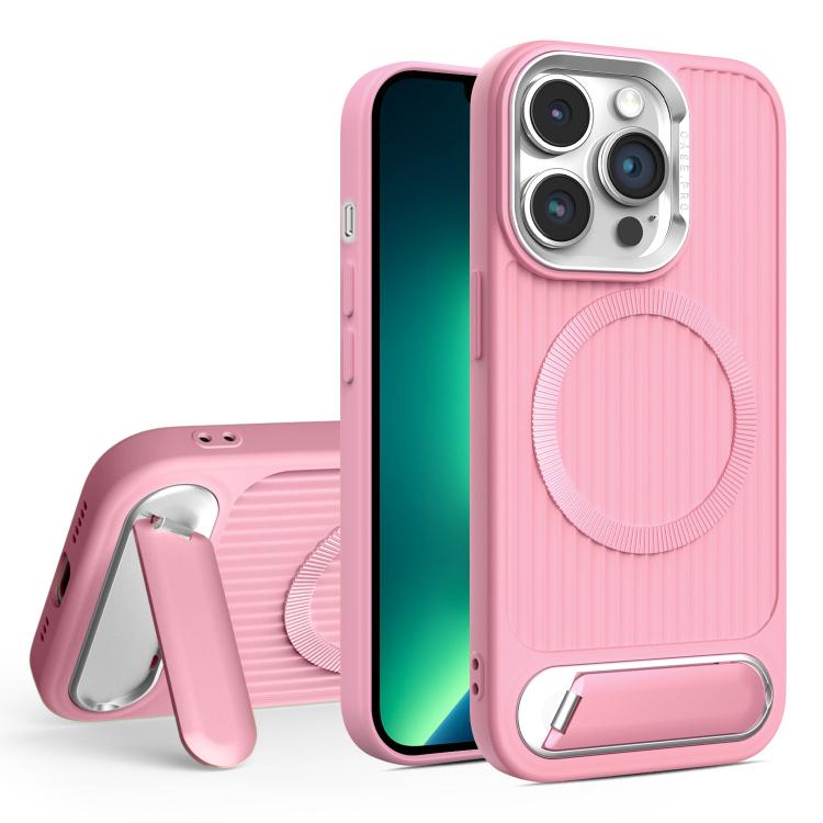 For iPhone 13 Pro Max Vertical Lines Invisible Flat Holder MagSafe Phone Case