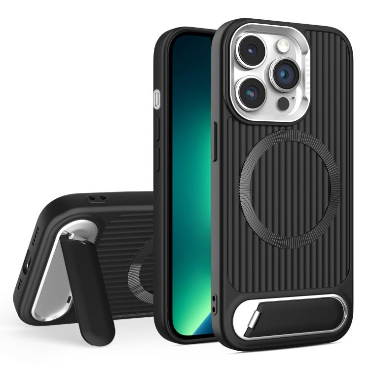 For iPhone 13 Pro Max Vertical Lines Invisible Flat Holder MagSafe Phone Case