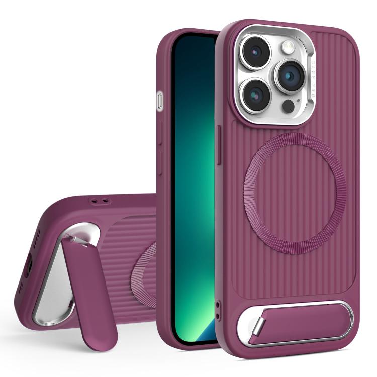 For iPhone 13 Pro Max Vertical Lines Invisible Flat Holder MagSafe Phone Case