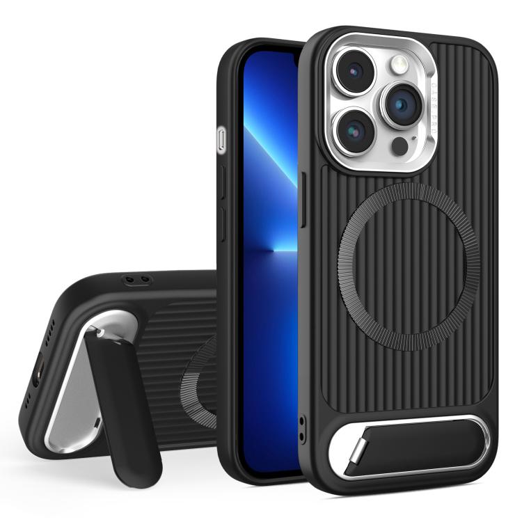 For iPhone 13 Pro Vertical Lines Invisible Flat Holder MagSafe Phone Case