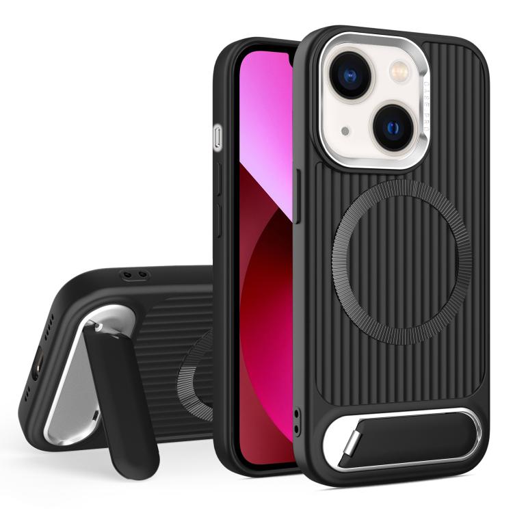 For iPhone 13 Vertical Lines Invisible Flat Holder MagSafe Phone Case