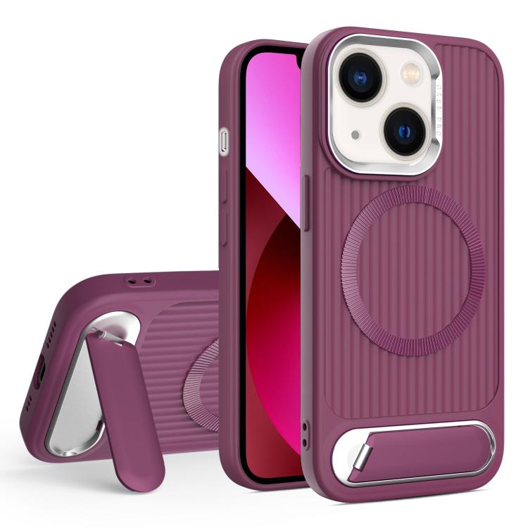 For iPhone 13 Vertical Lines Invisible Flat Holder MagSafe Phone Case