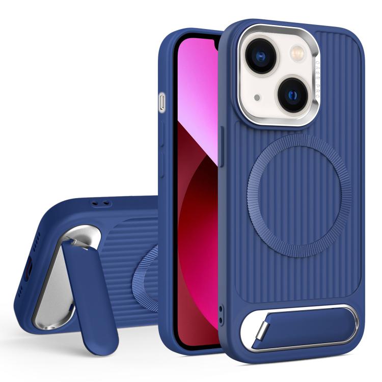 For iPhone 13 Vertical Lines Invisible Flat Holder MagSafe Phone Case