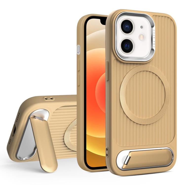 For iPhone 12 Vertical Lines Invisible Flat Holder MagSafe Phone Case