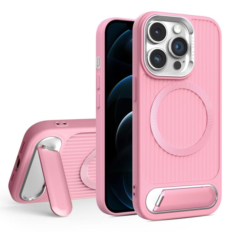 For iPhone 12 Pro Max Vertical Lines Invisible Flat Holder MagSafe Phone Case