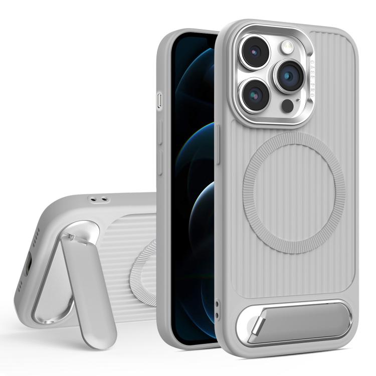 For iPhone 12 Pro Max Vertical Lines Invisible Flat Holder MagSafe Phone Case