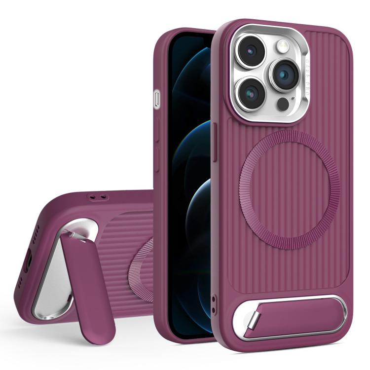 For iPhone 12 Pro Max Vertical Lines Invisible Flat Holder MagSafe Phone Case