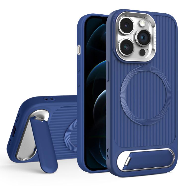 For iPhone 12 Pro Max Vertical Lines Invisible Flat Holder MagSafe Phone Case