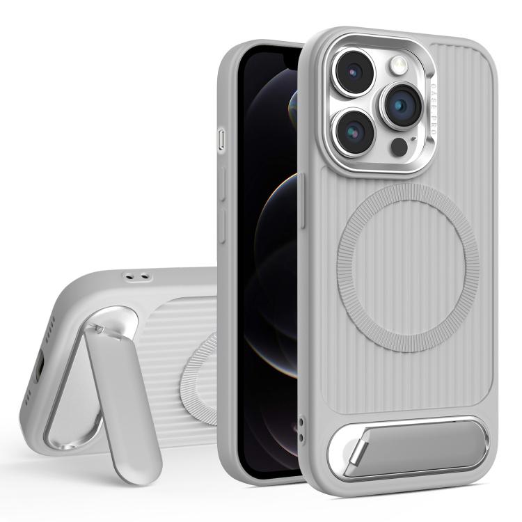 For iPhone 12 Pro Vertical Lines Invisible Flat Holder MagSafe Phone Case