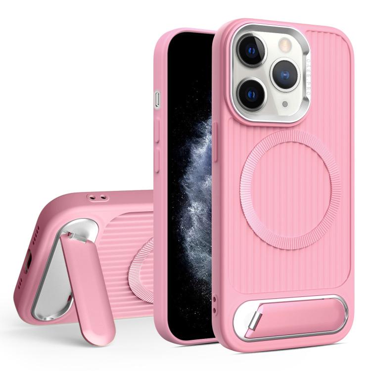 For iPhone 11 Pro Max Vertical Lines Invisible Flat Holder MagSafe Phone Case