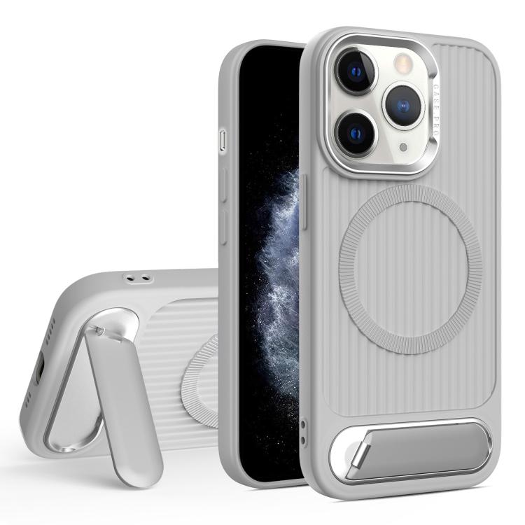 For iPhone 11 Pro Max Vertical Lines Invisible Flat Holder MagSafe Phone Case