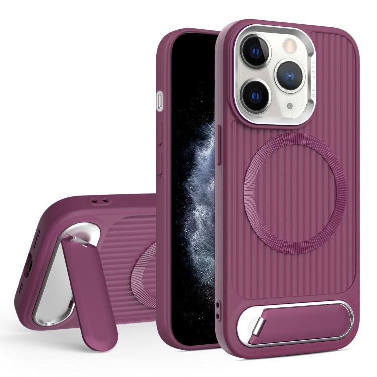 For iPhone 11 Pro Max Vertical Lines Invisible Flat Holder MagSafe Phone Case