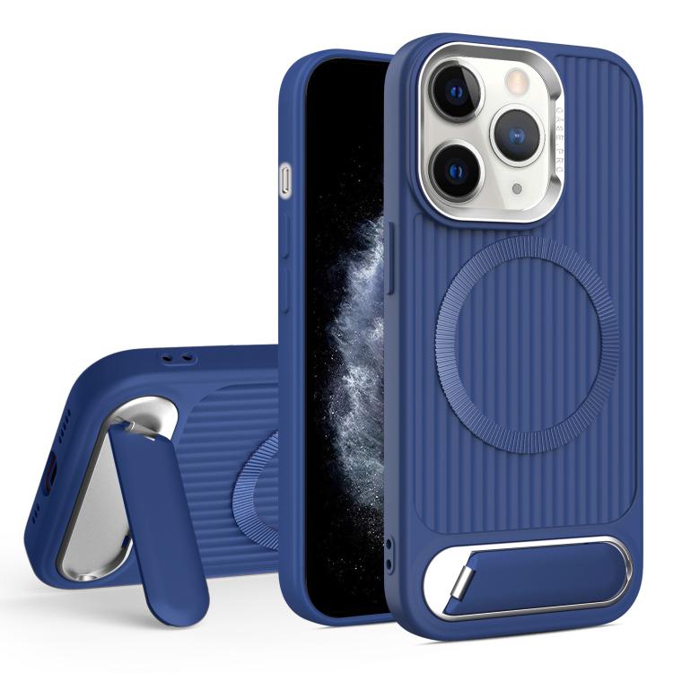 For iPhone 11 Pro Max Vertical Lines Invisible Flat Holder MagSafe Phone Case