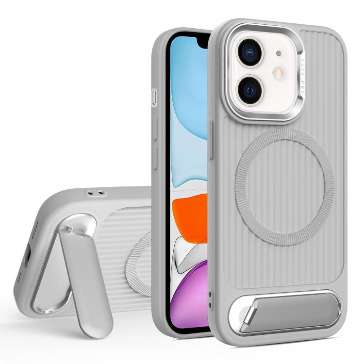 For iPhone 11 Vertical Lines Invisible Flat Holder MagSafe Phone Case